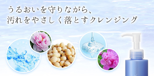 水の力で汚れを落とし、天然由来の保湿成分で肌をうるおすクレンジング